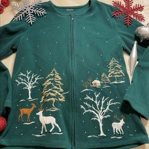 Vintage Winter Deer Fleece Jacket